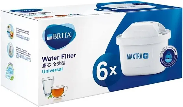 Brita S1326 NEW MAXTRA+ Water Filter Cartridges for Brita Jugs Pack of 6 - White