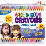 JOYIN 42pcs Face and Body Paint Crayons, Face Painting Kit Safe and Non-Toxic Ultimate Party Pack Including 14 Metallic Colors for Birthday Makeup