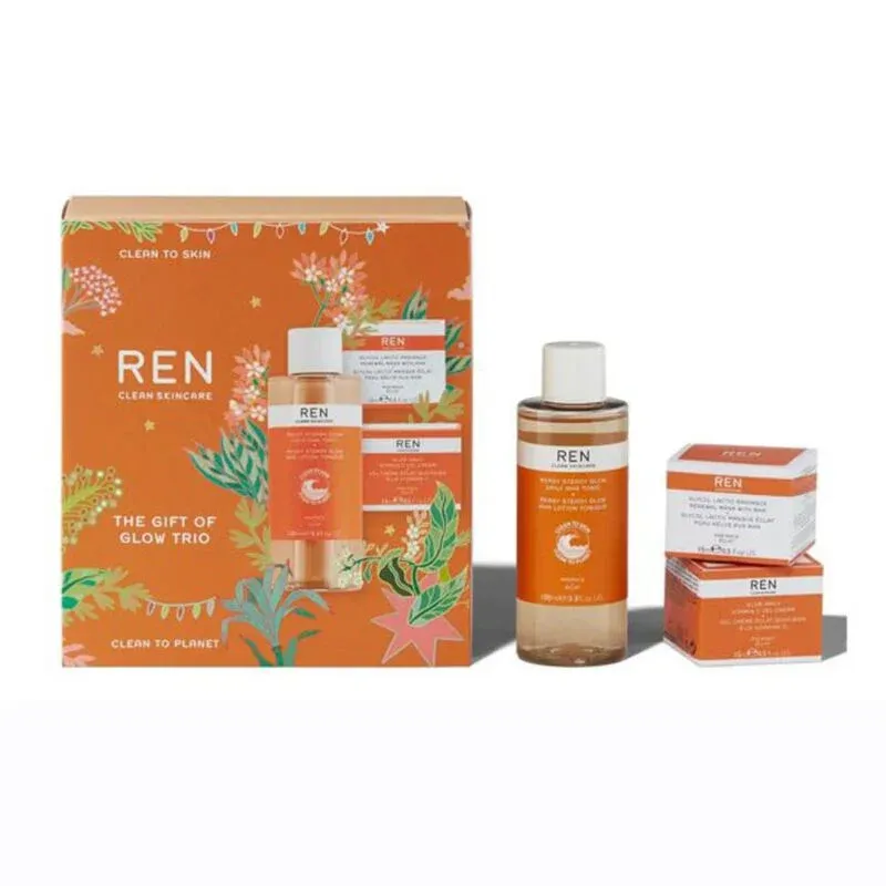 REN The Gift Of Glow Trio Set - Daily AHA Tonic, Renewal Mask &amp;  Vit C Gel Cream