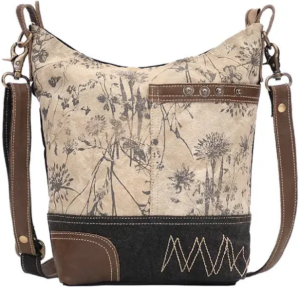 Myra Bag Solidaster Upcycled Canvas & Leather Shoulder Bag S-1525