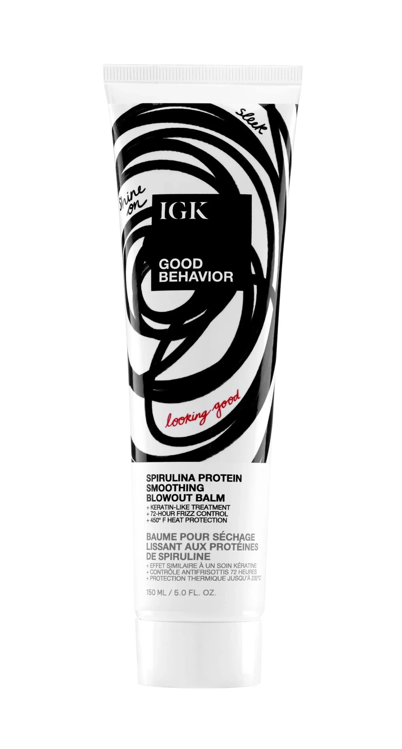 IGK Good Behavior Spirulina Protein Smoothing Blowout Balm Keratin Like Treatment + Frizz Control + Heat Protectant Vegan + Cruelty Free 5 Oz