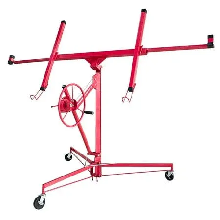 Drywall Lift 11ft Rolling Panel 150 lbs Hoist Jack Lifter Construction Tools with Adjustable Telescopic Arm Lockable Caster Wheel