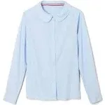 French Toast Little Girls Long Sleeve Modern Peter Pan Collar Blouse - Blue - Size 5