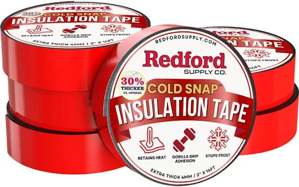 Redford Supply Co. 4 Pack - 2in x 14ft, Pipe Insulation, Pipe Insulation Wrap, Water Pipe Insulation, Pipe Insulation for Winter, Pipe Wrap Insulation, Outdoor Pipe Insulation, AC Line Insulation