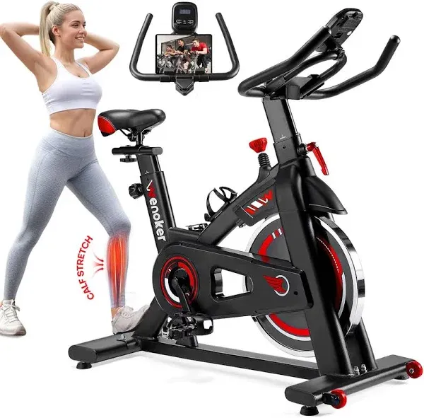 Exercise Bike, WENOKER Stationary Bike for Home, Indoor Bike with Silent Belt Drive, Heavy Flywheel, Comfortable Seat Cushion and Upgraded LCD