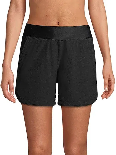 New Black Lands End Curvy Swim Shorts w/ Panty 5&quot; inseam w/ Pockets