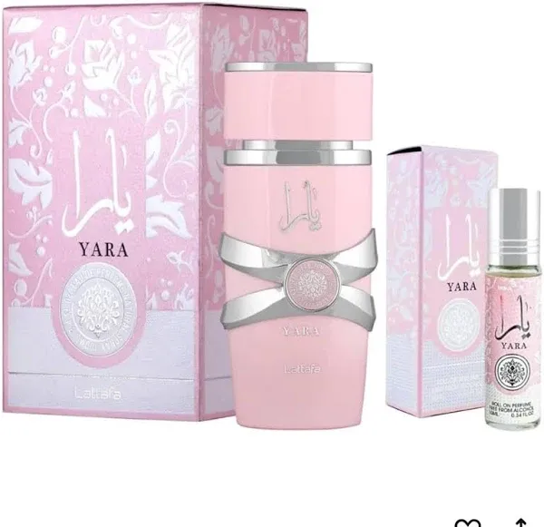 Yara EDP Spray 100ML (3.4 OZ) by Lattafa & Mini Yara EDP Spray 50ML (1.7 OZ) by Ard Al Zaafaran. (ETHEREAL BUNDLE)