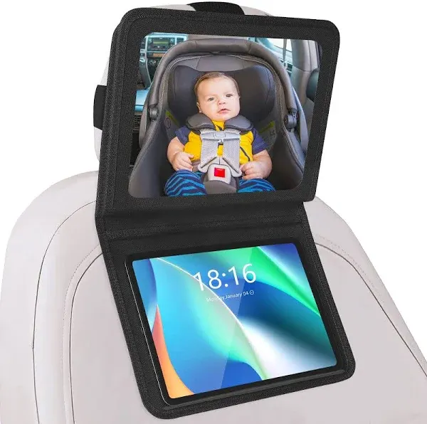 Brislut Baby Car Mirror with Tablet Holder Road Trip Essentials for Kids