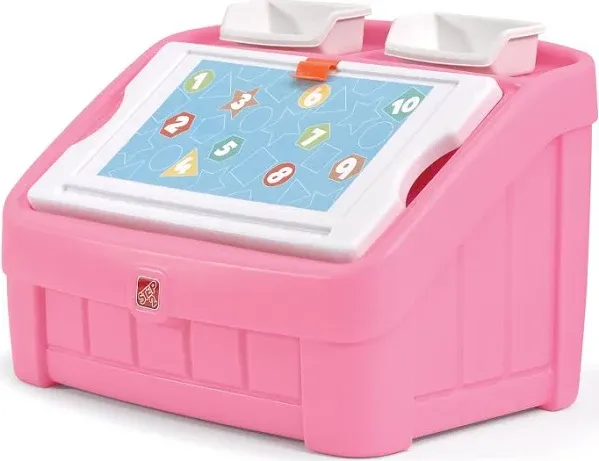 2-In-1 Toy Storage Box &amp; Art Lid Board Plastic Toy Chest Durable Water Resistant