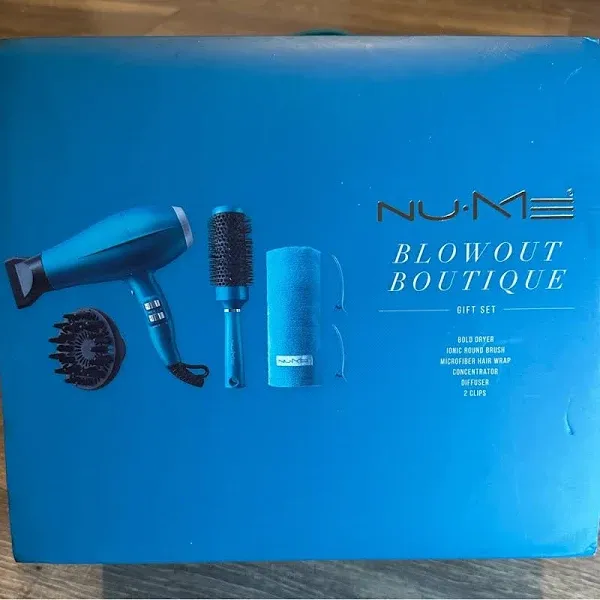 NuMe Travel Set Ionic Dryer Tourmaline  Straightener Curling Wand &amp; Accessories