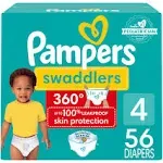 Pampers Swaddler 360 Degree Disposable Baby Diapers, 4 (56 ct)