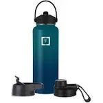 Iron Flask 40oz Wide Mouth Sports Water Bottle - 3 Lids, Leak Proof, Double Walled Vacuum Insulated - Dark Night