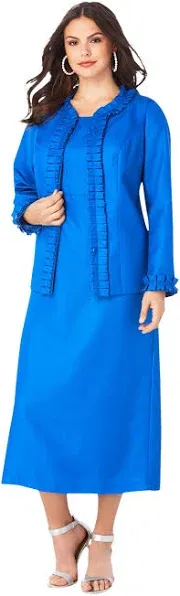 Roaman's Women's Plus Size Pleated Jacket Dress