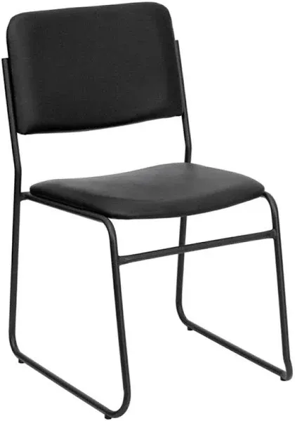 Flash Furniture Hercules Series 500 lb. Capacity High Density Black Stacking Chair with Sled Base XU-8700