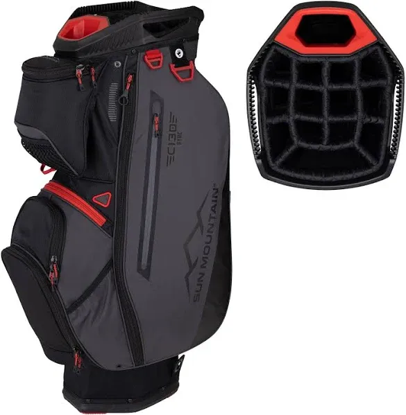 Sun Mountain Golf 2025 C-130 SYNC 14-Way Divided Golf Cart Bag - BLACK STEEL RED