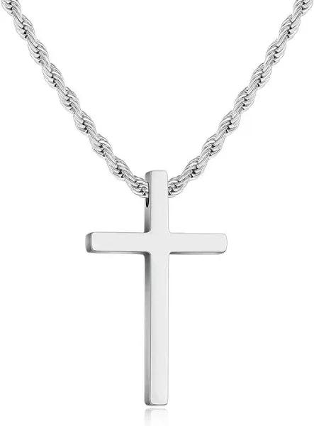 Edforce Stainless Steel Men&#039;s Plain Silver Gold Black Cross Pendant 24&#034; inche...