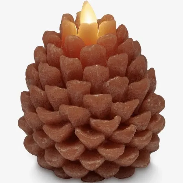 Luminara Pinecone Flameless Candle Adobe Chalky Finish Pine Cone Figural