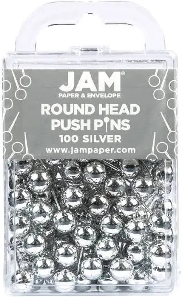 JAM Paper Map Tacks, Silver, 100/Pack (22432214)