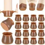 Aneaseit Chair Leg Floor Protectors - 16 Pcs Brown - Felt Bottom Silicone Pads for Hardwood Floors & Furniture Feet - Rubber Caps for Chairs - Medium