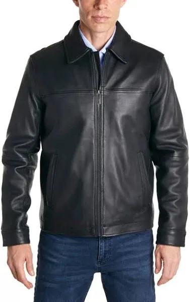 Perry Ellis Men's Classic Leather Jacket