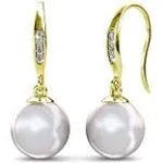 Cate & Chloe Betty 18K Yellow Gold Plated Pearl Drop Earrings with Swarovski Crystals Gift for Women