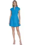 Donna Morgan Women's Stretch Poplin Flared Shirtdress - Malibu Blue - Size 2