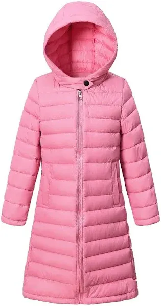 Amazon Essentials Girls and Toddlers' Long Lightweight Hooded Puffer Jacket