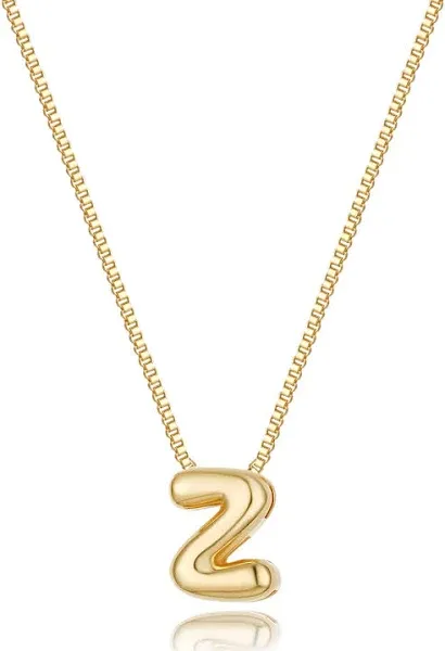 Gold Bubble Initial Necklace