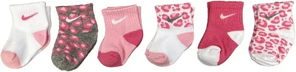 Nike Little Girls Lightweight Ankle Socks 6 Pack (Pink(NN0662-AA7)/White, 6-12 Months)