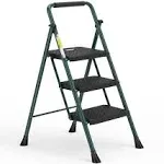 HBTower 3 Step Ladder, Folding Step Stool with Wide  Assorted Sizes , Colors 