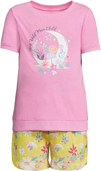 Lands' End Girls Short Sleeve Tee and Shorts Pajama Set