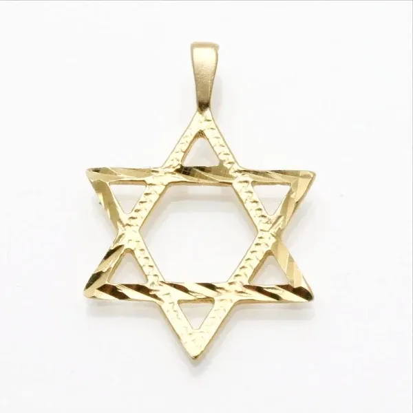 14K Gold Star of David Pendant Necklace