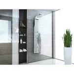 ANZZI Echo 63.5 in. 4-Jetted Shower Panel with Heavy Rain Shower and Spray Wand in Brushed Steel SP-AZ022