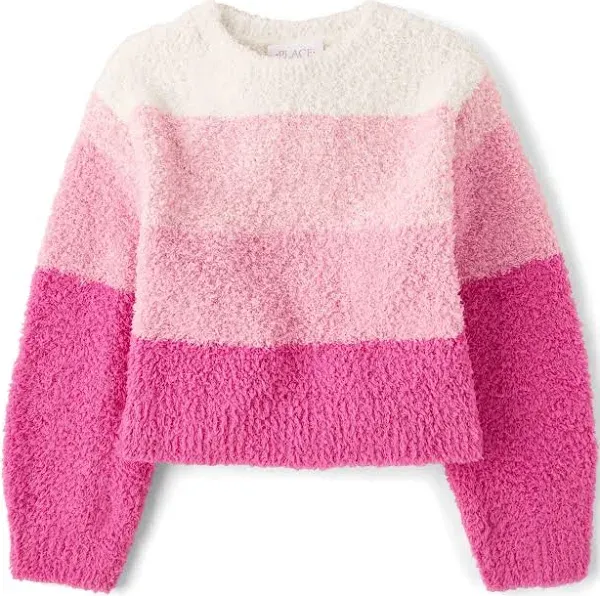 Girls Striped Sweater - Pink