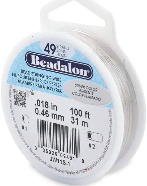 30 Foot Spool Beadalon 49 Strand BLACK 0.018&#034; Diameter Bead Stringing WIRE