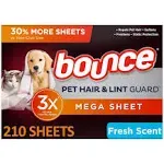 Bounce Pet Hair and Lint Guard Mega Dryer Sheets, 210 ct. Fresh Scent