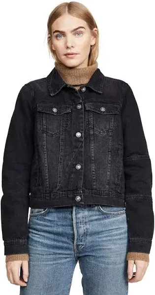 NWT Free People Rumor Black Denim Jacket Size Medium