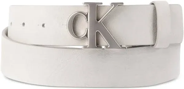 Calvin Klein Men's Plaque-Buckle CK Logo Belt