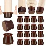 Aneaseit Chair Leg Floor Protectors - 1 1/2" x 16 Pcs Dark Walnut - Felt Bottom Silicone Pads for Hardwood Floors & Furniture Feet - Rubber Caps for