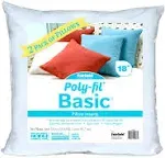 Fairfield Poly-fil Basic Pillow Insert 18&#034;x18&#034; Pack of 2