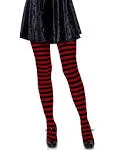 Leg Avenue Nylon Striped Tights - Black/Red