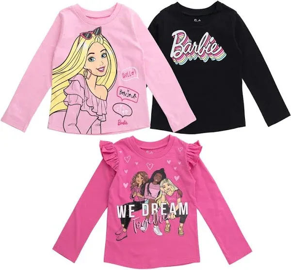 Barbie Girls 3 Pack T-Shirts Toddler to Big Kid