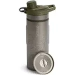 GRAYL GeoPress Titanium 24 oz Water Purifier Bottle with Cooking Lid - Filter for Hiking, Camping, Survival, Travel (Olive Drab)