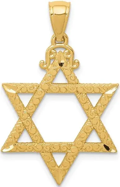 14K Yellow Gold Diamond-Cut Star of David Pendant