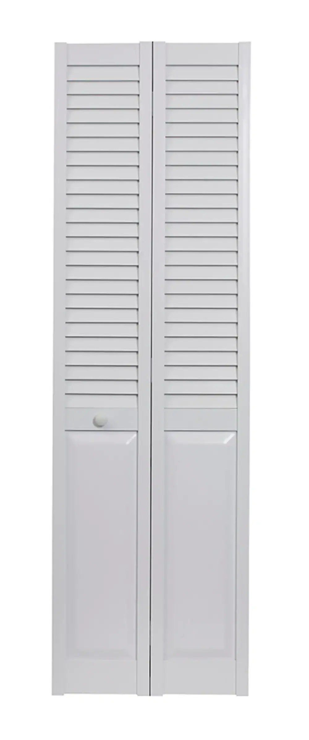 Pinecroft Seabrooke 30-in x 80-in White Louver Hollow Core Prefinished PVC Closet Bifold Door (Hardware Included)