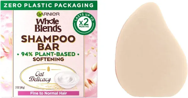 Garnier Whole Blends Softening Shampoo Bar for Fine to Normal Hair, Oat Delicacy, 2 Oz, 1 Count (Packaging May Vary)