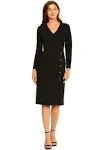 Maggy London Women's Long-Sleeve V-Neck Sheath Dress - Black - Size 4