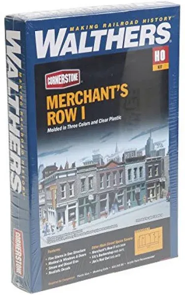 Walthers Cornerstone 933-3028 HO Scale Merchant's Row I -- Kit - 11 x 5 x 4" 27.9 x 12.7 x 10.2cm - Black Forest® Hobby Supply Co