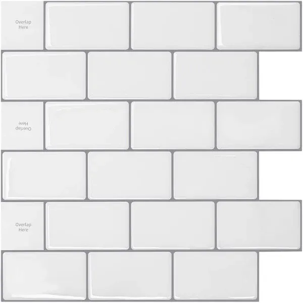 A17003WG-Art3d 12"x12" Backsplash Tile Peel and Stick