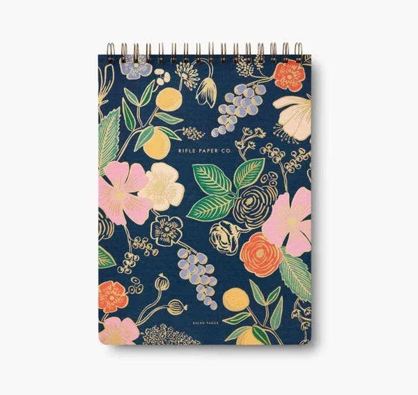 RIFLE PAPER CO. Colette Large Top Spiral Notebook | Textured Paper Soft Full Color Floral Cover with Metallic Gold Foil Accents, Double Spiral Binding, (White Text Paper Interior, 150 Ruled Pages)